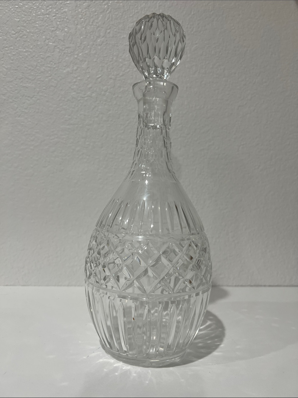 Cut Crystal Decanter - Clear Glass Home Accent